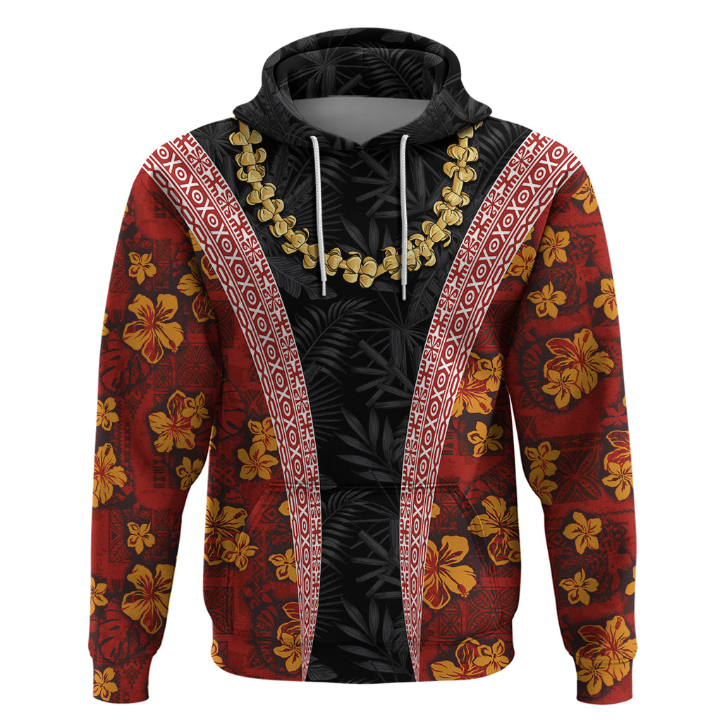 Hawaii Lei and Hibiscus Flowers Tribal Zip Hoodie Patchwork Abstract Vintage