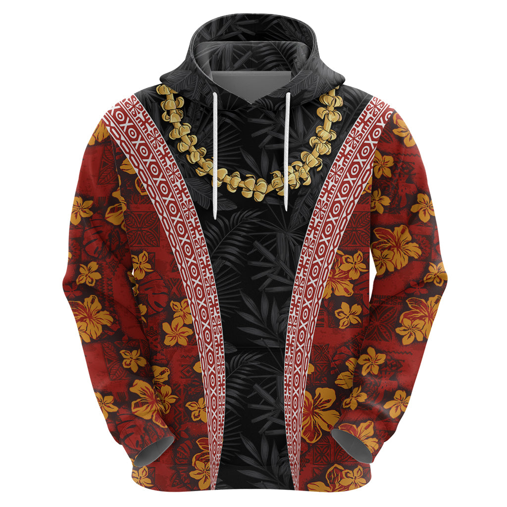 Hawaii Lei and Hibiscus Flowers Tribal Zip Hoodie Patchwork Abstract Vintage