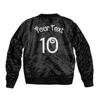 Aotearoa Volleyball Custom Bomber Jacket Silver Ferns and Maori Tribal Black