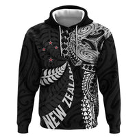 Aotearoa Volleyball Custom Hoodie Silver Ferns and Maori Tribal Black
