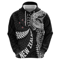 Aotearoa Volleyball Custom Hoodie Silver Ferns and Maori Tribal Black