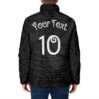 Aotearoa Volleyball Custom Padded Jacket Silver Ferns and Maori Tribal Black
