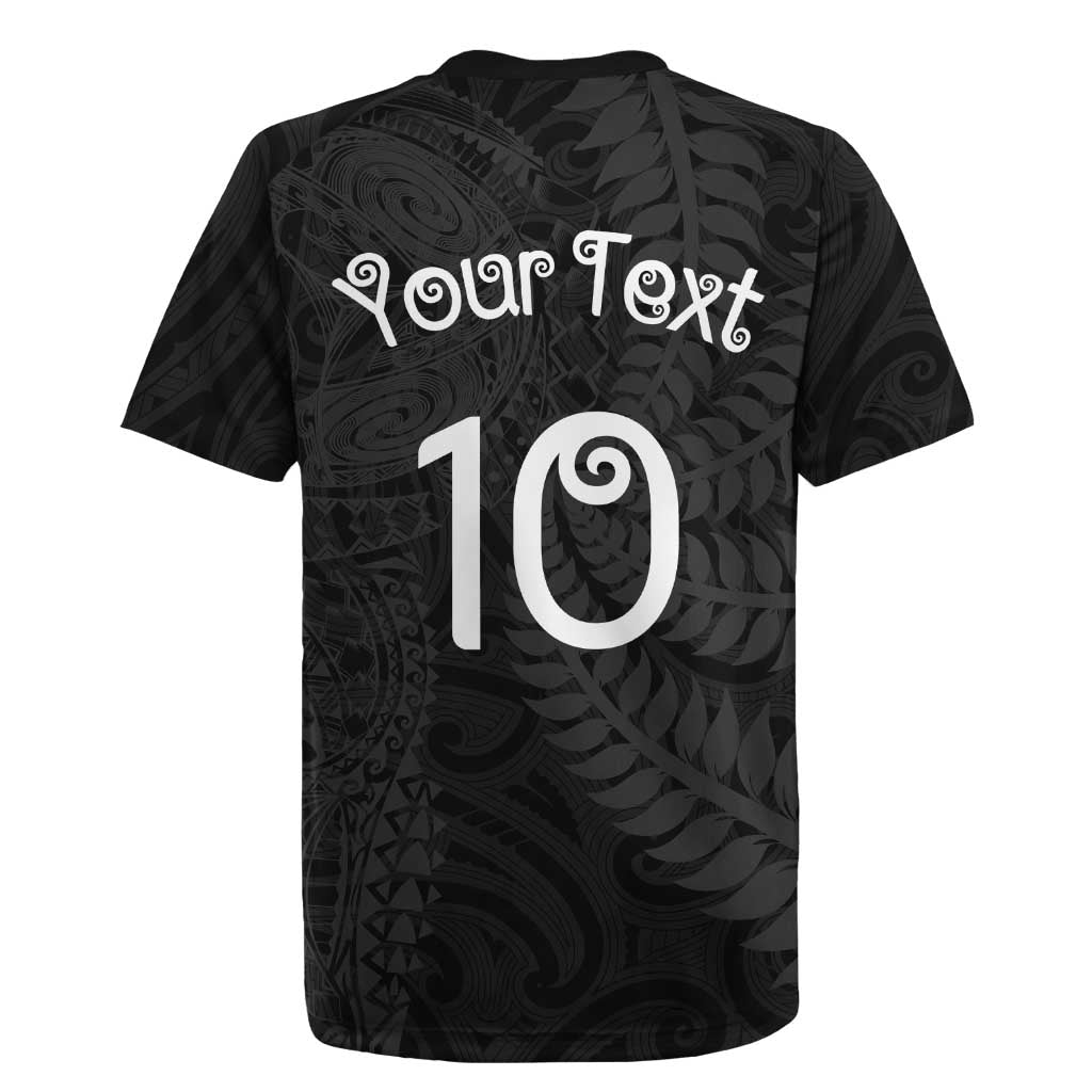 Aotearoa Volleyball Custom Rugby Jersey Silver Ferns and Maori Tribal Black