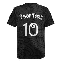 Aotearoa Volleyball Custom Rugby Jersey Silver Ferns and Maori Tribal Black