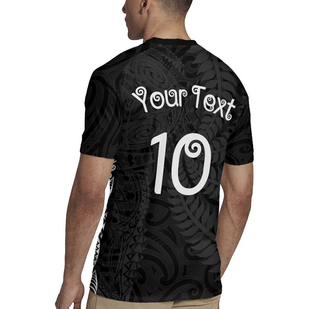 Aotearoa Volleyball Custom Rugby Jersey Silver Ferns and Maori Tribal Black