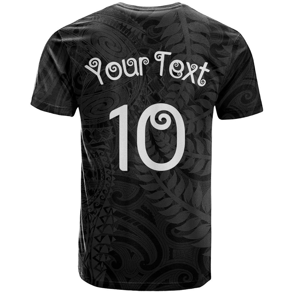 Aotearoa Volleyball Custom T Shirt Silver Ferns and Maori Tribal Black