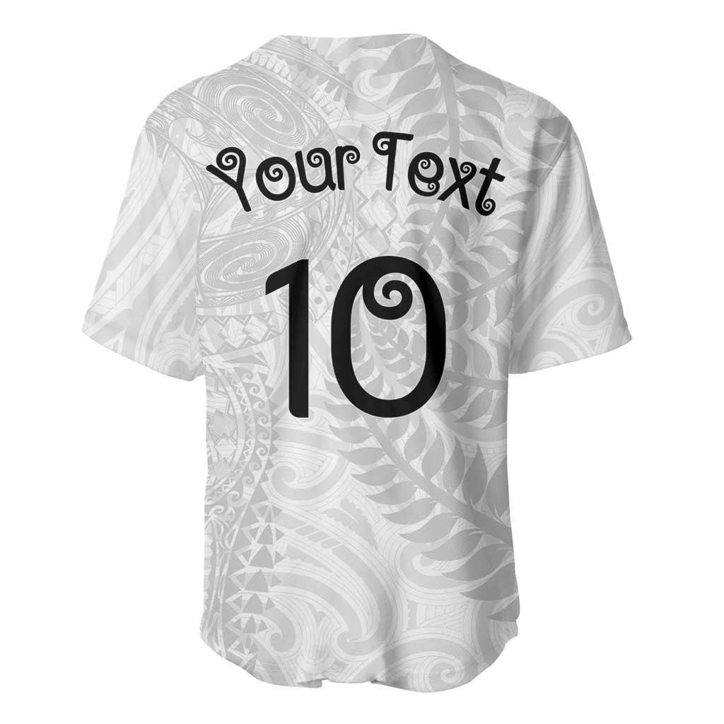 Aotearoa Volleyball Custom Baseball Jersey Silver Ferns and Maori Tribal White