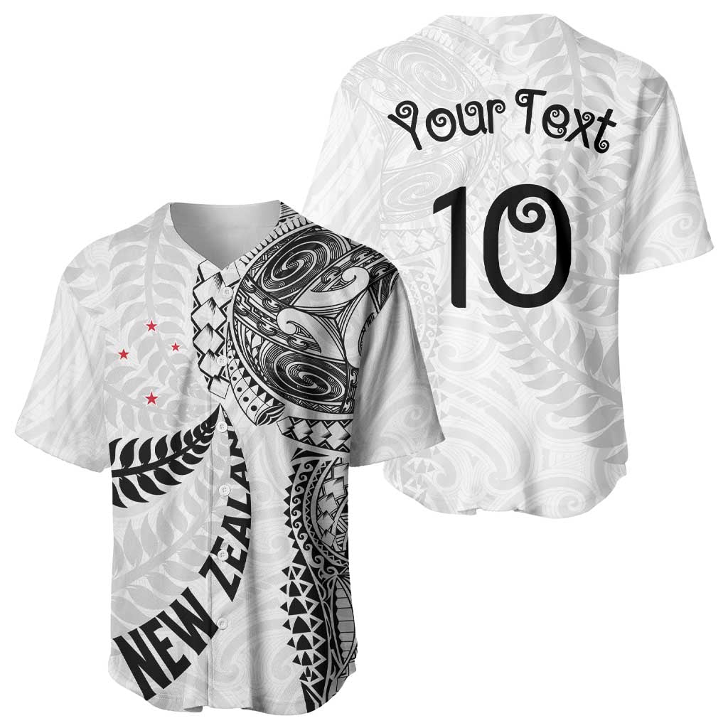 Aotearoa Volleyball Custom Baseball Jersey Silver Ferns and Maori Tribal White