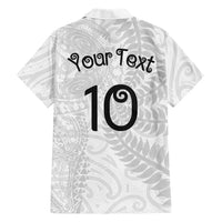 Aotearoa Volleyball Custom Hawaiian Shirt Silver Ferns and Maori Tribal White