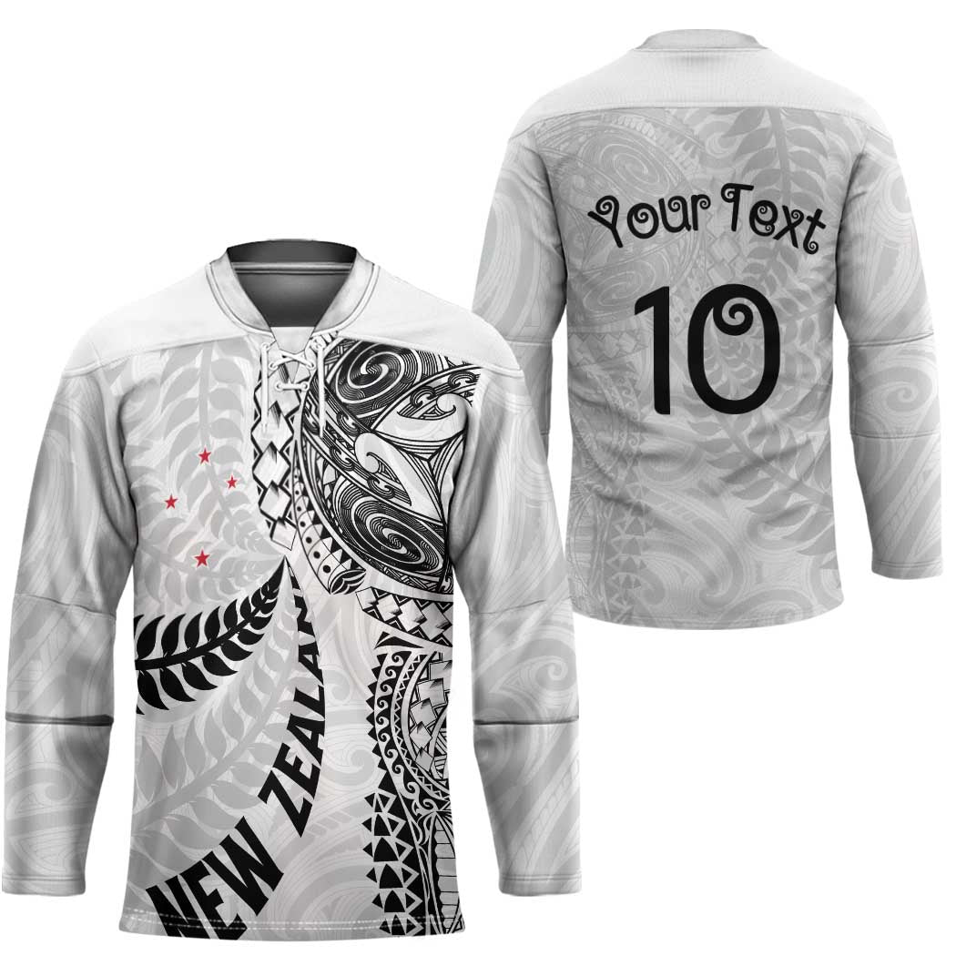 Aotearoa Volleyball Custom Hockey Jersey Silver Ferns and Maori Tribal White