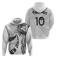 Aotearoa Volleyball Custom Hoodie Silver Ferns and Maori Tribal White