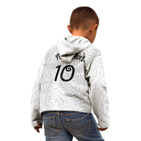 Aotearoa Volleyball Custom Kid Hoodie Silver Ferns and Maori Tribal White
