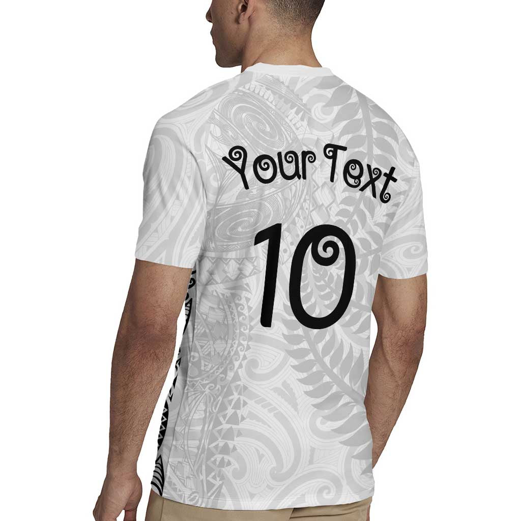 Aotearoa Volleyball Custom Rugby Jersey Silver Ferns and Maori Tribal White