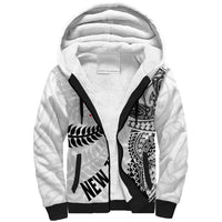 Aotearoa Volleyball Custom Sherpa Hoodie Silver Ferns and Maori Tribal White