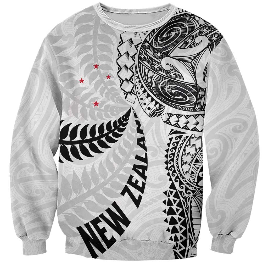 Aotearoa Volleyball Custom Sweatshirt Silver Ferns and Maori Tribal White