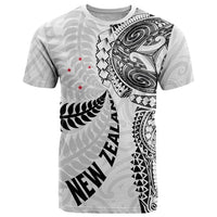 Aotearoa Volleyball Custom T Shirt Silver Ferns and Maori Tribal White
