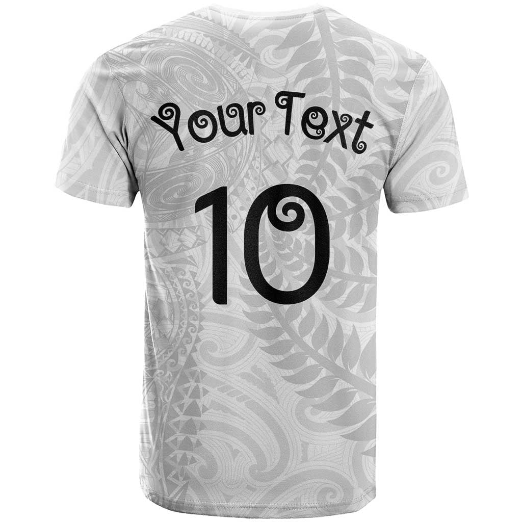 Aotearoa Volleyball Custom T Shirt Silver Ferns and Maori Tribal White