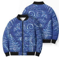 New Zealand Sea Animals Bomber Puffer Jacket with Maori Koru Tribal Tattoo and Silver Ferns Aquatic Style LT03 - Polynesian Pride