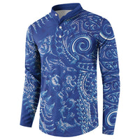 New Zealand Sea Animals Button Sweatshirt with Maori Koru Tribal Tattoo and Silver Ferns Aquatic Style