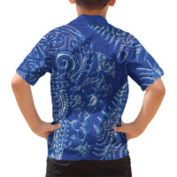 New Zealand Sea Animals Kid Hawaiian Shirt with Maori Koru Tribal Tattoo and Silver Ferns Aquatic Style LT03 - Polynesian Pride