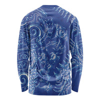 New Zealand Sea Animals Long Sleeve Shirt with Maori Koru Tribal Tattoo and Silver Ferns Aquatic Style LT03 - Polynesian Pride