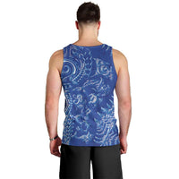 New Zealand Sea Animals Men Tank Top with Maori Koru Tribal Tattoo and Silver Ferns Aquatic Style LT03 - Polynesian Pride