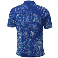 New Zealand Sea Animals Polo Shirt with Maori Koru Tribal Tattoo and Silver Ferns Aquatic Style LT03 - Polynesian Pride