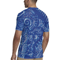 New Zealand Sea Animals Rugby Jersey with Maori Koru Tribal Tattoo and Silver Ferns Aquatic Style LT03 - Polynesian Pride