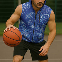 New Zealand Sea Animals Sleeveless Zip Hoodie with Maori Koru Tribal Tattoo and Silver Ferns Aquatic Style LT03 - Polynesian Pride