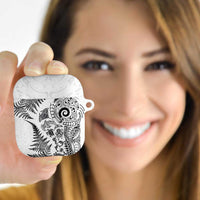 New Zealand Sea Animals AirPods Case with Maori Koru Tribal Tattoo and Silver Ferns White Color LT03 - Polynesian Pride