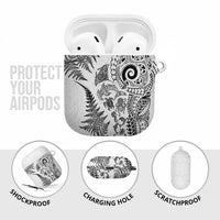 New Zealand Sea Animals AirPods Case with Maori Koru Tribal Tattoo and Silver Ferns White Color LT03 - Polynesian Pride