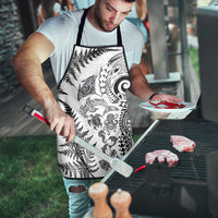 New Zealand Sea Animals Apron with Maori Koru Tribal Tattoo and Silver Ferns White Color LT03 - Polynesian Pride