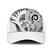 New Zealand Sea Animals Baseball Net Cap with Maori Koru Tribal Tattoo and Silver Ferns White Color LT03 One Size White White - Polynesian Pride