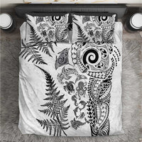 New Zealand Sea Animals Bedding Set with Maori Koru Tribal Tattoo and Silver Ferns White Color LT03 White - Polynesian Pride