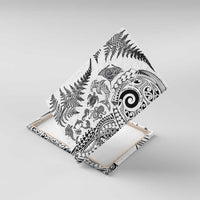 New Zealand Sea Animals Canvas Wall Art with Maori Koru Tribal Tattoo and Silver Ferns White Color LT03 With Frame White - Polynesian Pride