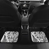 New Zealand Sea Animals Car Mats with Maori Koru Tribal Tattoo and Silver Ferns White Color LT03 Set 2pcs - Back White - Polynesian Pride