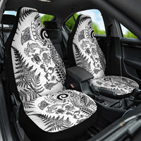 New Zealand Sea Animals Car Seat Cover with Maori Koru Tribal Tattoo and Silver Ferns White Color LT03 One Size White - Polynesian Pride