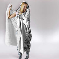New Zealand Sea Animals Hooded Blanket with Maori Koru Tribal Tattoo and Silver Ferns White Color LT03 - Polynesian Pride