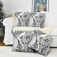 New Zealand Sea Animals Pillow Cover with Maori Koru Tribal Tattoo and Silver Ferns White Color LT03 - Polynesian Pride
