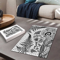 New Zealand Sea Animals Puzzle with Maori Koru Tribal Tattoo and Silver Ferns White Color LT03 - Polynesian Pride