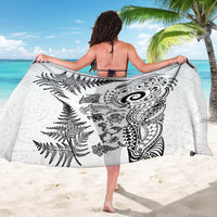 New Zealand Sea Animals Sarong with Maori Koru Tribal Tattoo and Silver Ferns White Color LT03 - Polynesian Pride