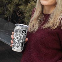 New Zealand Sea Animals Tumbler Cup with Maori Koru Tribal Tattoo and Silver Ferns White Color LT03 - Polynesian Pride