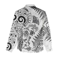 New Zealand Sea Animals Women Casual Shirt with Maori Koru Tribal Tattoo and Silver Ferns White Color LT03 - Polynesian Pride