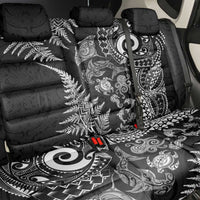 New Zealand Sea Animals Back Car Seat Cover with Maori Koru Tribal Tattoo and Silver Ferns Black Color LT03 - Polynesian Pride