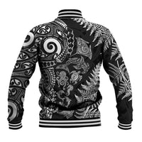 New Zealand Sea Animals Baseball Jacket with Maori Koru Tribal Tattoo and Silver Ferns Black Color LT03 - Polynesian Pride