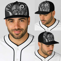New Zealand Sea Animals Baseball Net Cap with Maori Koru Tribal Tattoo and Silver Ferns Black Color LT03 - Polynesian Pride