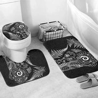 New Zealand Sea Animals Bathroom Set with Maori Koru Tribal Tattoo and Silver Ferns Black Color