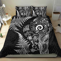 New Zealand Sea Animals Bedding Set with Maori Koru Tribal Tattoo and Silver Ferns Black Color LT03 - Polynesian Pride