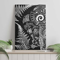 New Zealand Sea Animals Canvas Wall Art with Maori Koru Tribal Tattoo and Silver Ferns Black Color LT03 - Polynesian Pride