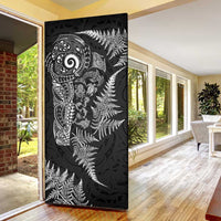 New Zealand Sea Animals Door Cover with Maori Koru Tribal Tattoo and Silver Ferns Black Color LT03 - Polynesian Pride
